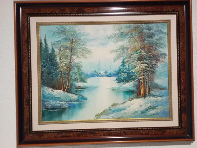 Cuadro vintage paisaje invierno