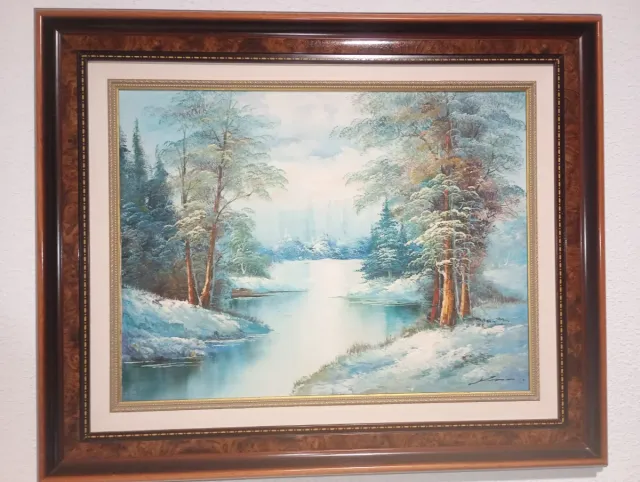 Cuadro vintage paisaje invierno