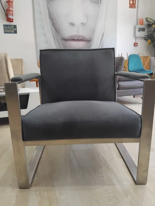 Conjunto de 2 sillones de terciopelo y metal