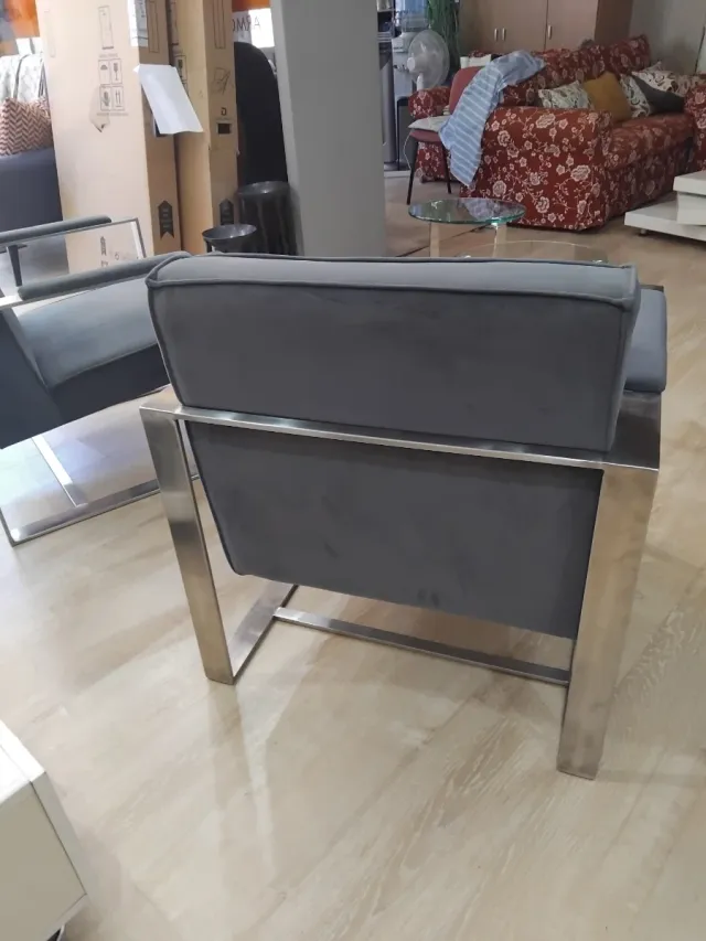 Conjunto de 2 sillones de terciopelo y metal