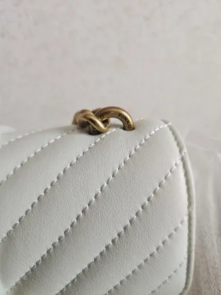 Borsa Pinko Chevron Pelle Bianco Oro
