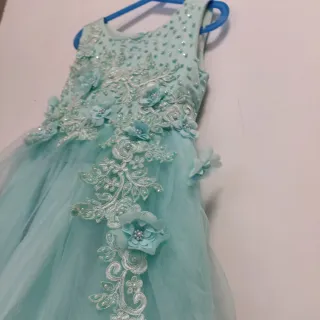Vestido fiesta niña azul verdoso