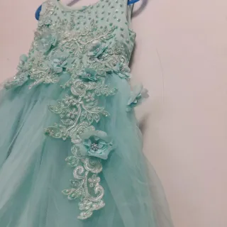 Vestido fiesta niña azul verdoso