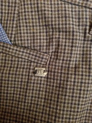 Pantalón cuadros Zara azul, marrón  y gris