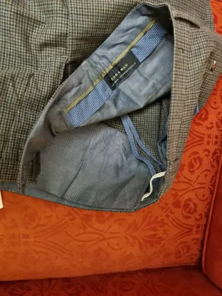 Pantalón cuadros Zara azul, marrón  y gris