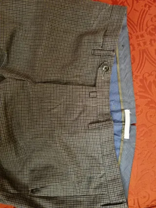 Pantalón cuadros Zara azul, marrón  y gris