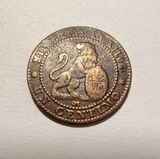 Moneda 1 Céntimo. España 1870.