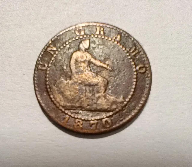 Moneda 1 Céntimo. España 1870.