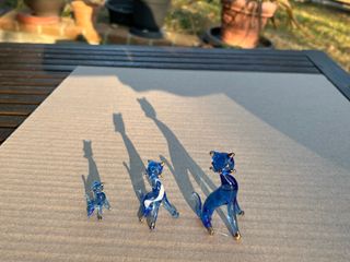 Set 3 Gatti Vetro Murano Blu