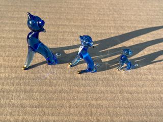 Set 3 Gatti Vetro Murano Blu