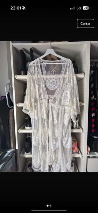 Kimono blanco encaje talla única