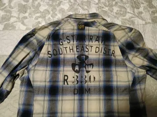 Camisa G-Star RAW cuadros beige y azul