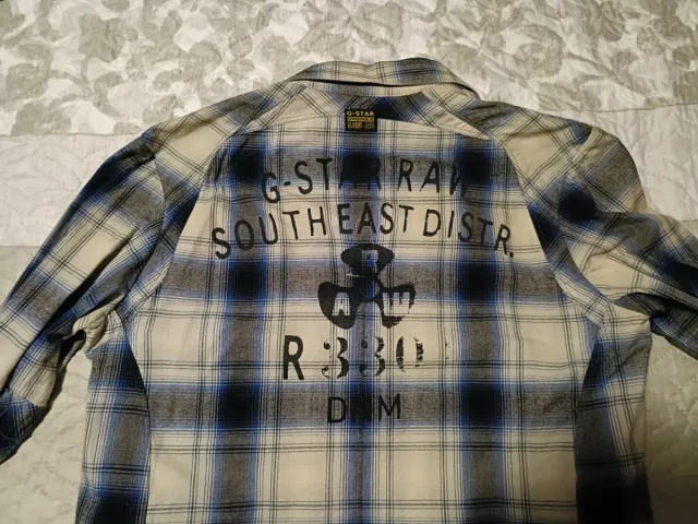 Camisa G-Star RAW cuadros beige y azul