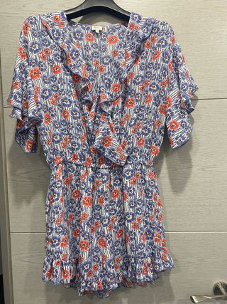 Mono Pepe Jeans floral azul y rojo