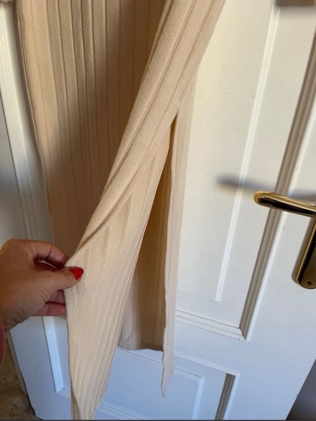 Vestido de canalé beige manga larga