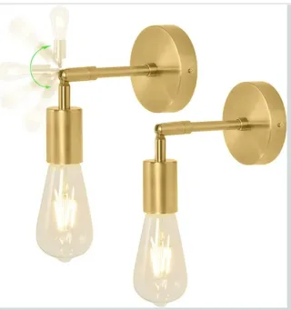 Pareja Apliques Pared Dorados Metal