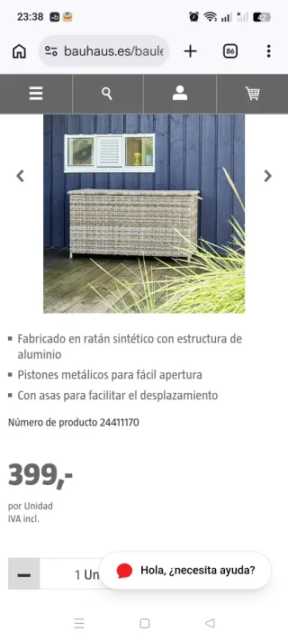 Baúl de mimbre para jardín