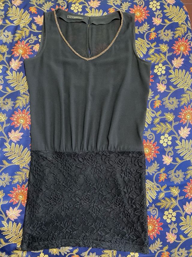 Vestido Negro Fiesta Suite Blanco Talla L