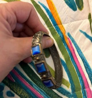 Bracciale rigido blu e bronzo