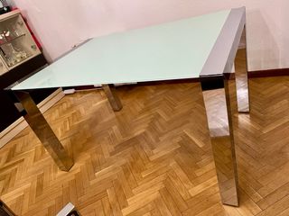 Mesa Comedor Cristal y Metal Extensible