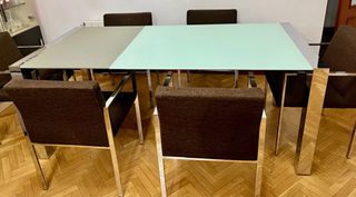 Mesa Comedor Cristal y Metal Extensible