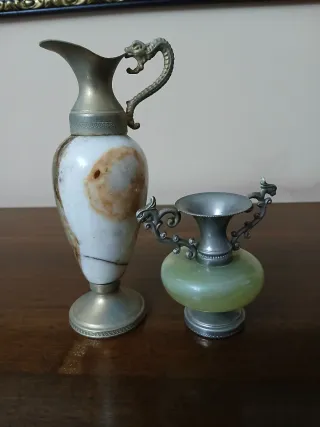 Set 2 anfore vintage onice e metallo