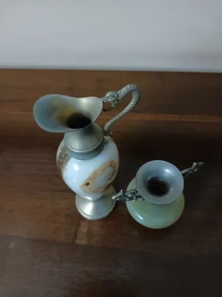 Set 2 anfore vintage onice e metallo