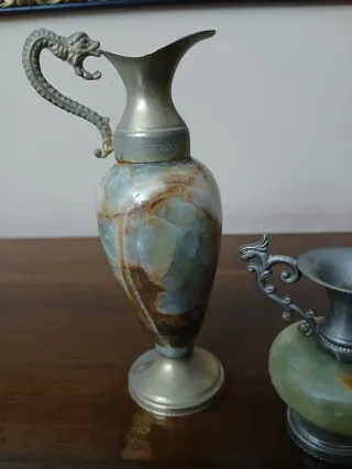 Set 2 anfore vintage onice e metallo