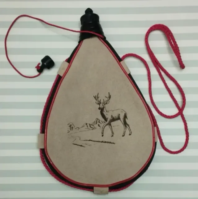 OFERTA! BOTA VINO CIERVO EN PIEL 1L RECTA