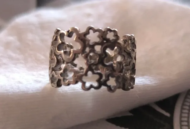 Anillo Plata Acero Inoxidable Diseño Floral