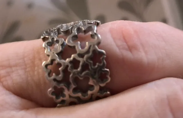 Anillo Plata Acero Inoxidable Diseño Floral