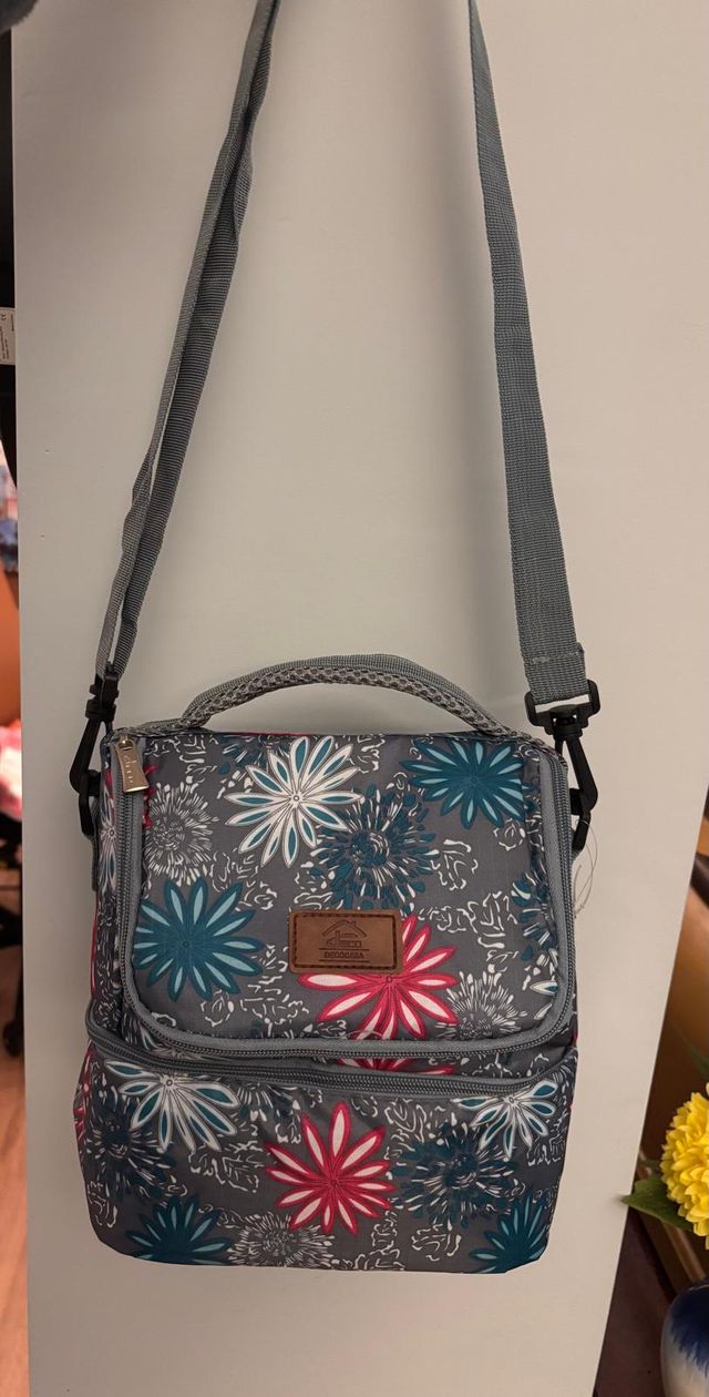 Bolsa Porta Alimentos Isotérmica Floral Gris