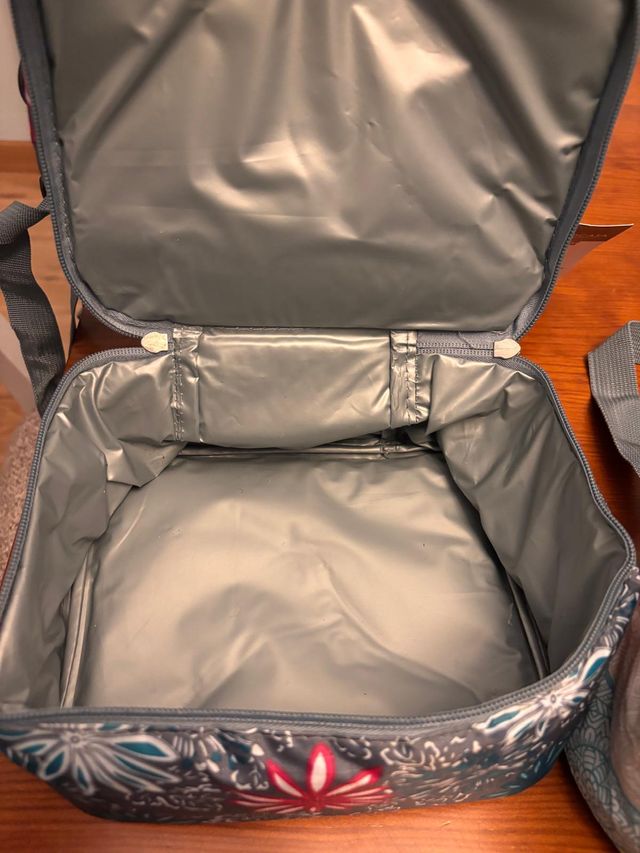 Bolsa Porta Alimentos Isotérmica Floral Gris