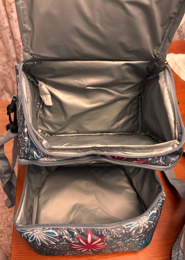 Bolsa Porta Alimentos Isotérmica Floral Gris