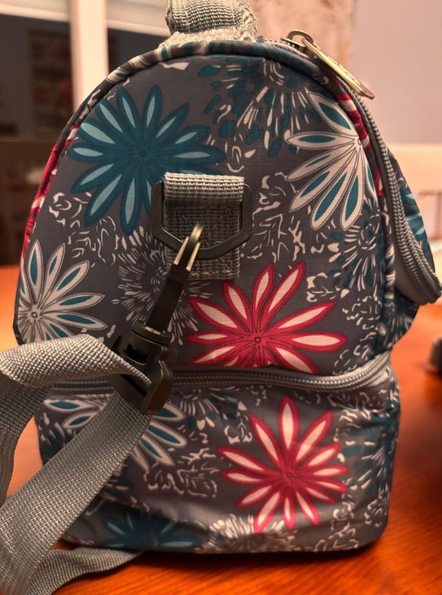 Bolsa Porta Alimentos Isotérmica Floral Gris