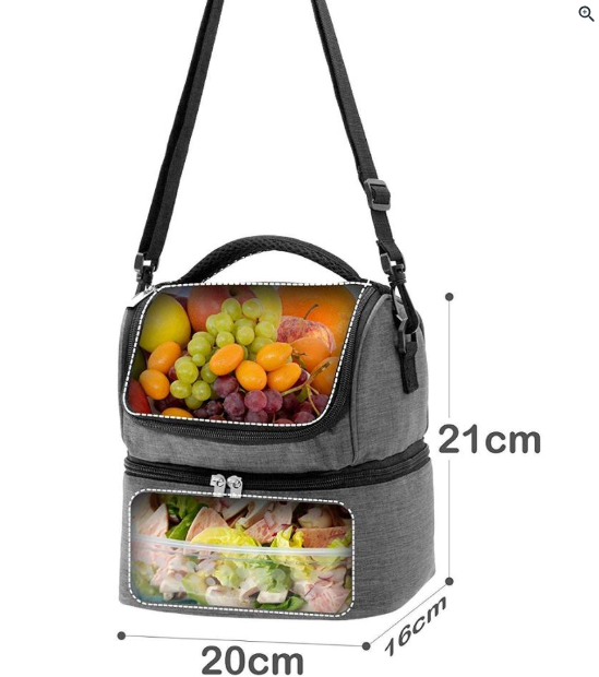 Bolsa Porta Alimentos Isotérmica Floral Gris