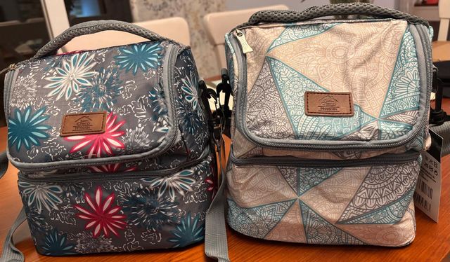 Bolsa Porta Alimentos Isotérmica Floral Gris