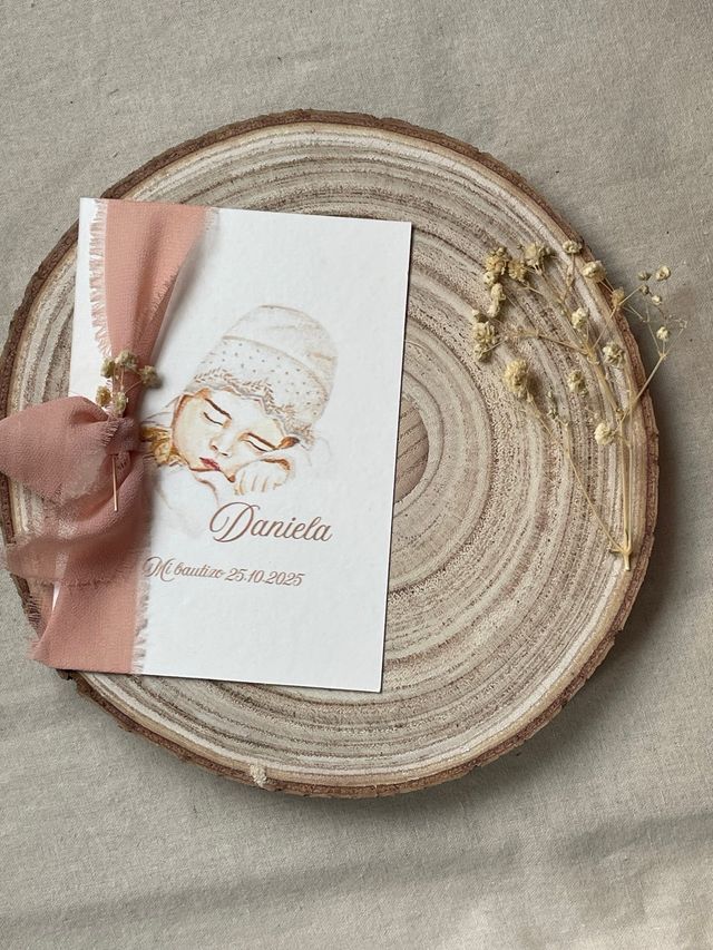 Tarjeta bautizo acuarela Daniela