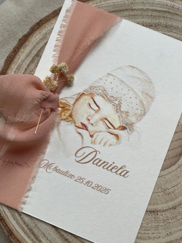 Tarjeta bautizo acuarela Daniela