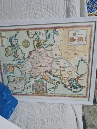 Cuadro mapa Europa y lámina bodegón