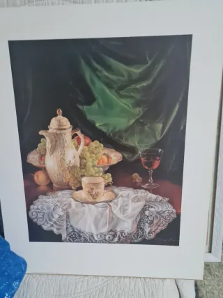 Cuadro mapa Europa y lámina bodegón