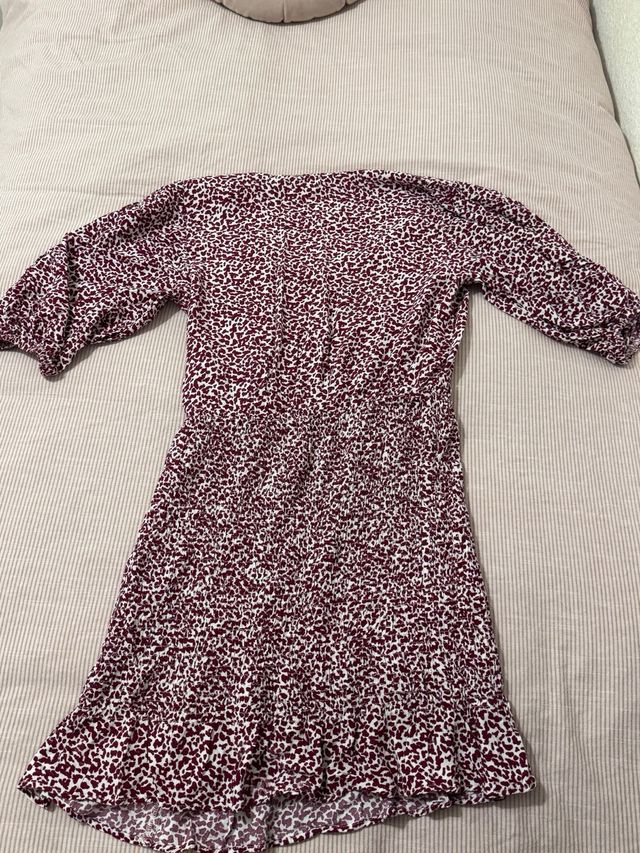 Vestido estampado vino tinto y blanco