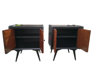 Coppia Comodini Vintage Legno Intarsiato