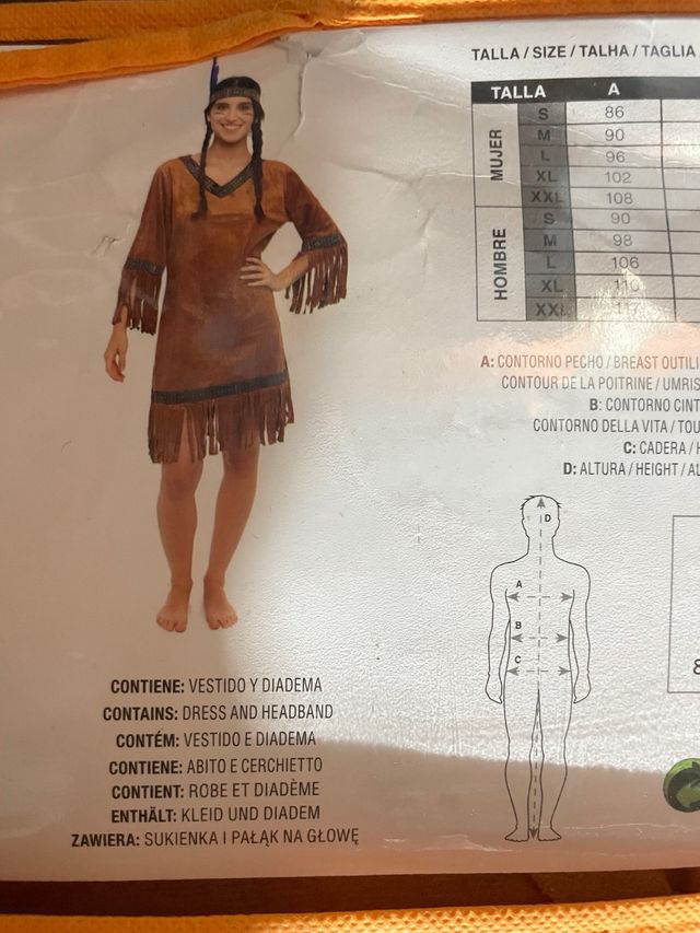 Disfraz India Mujer Talla M
