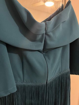 Vestido Charleston azul pavo real con flecos