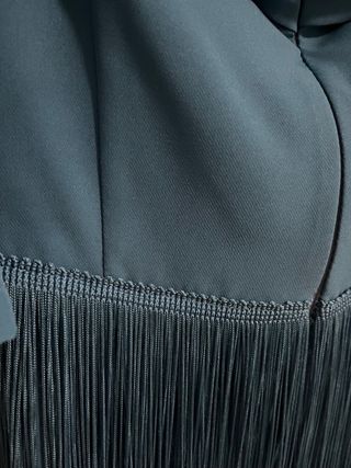 Vestido Charleston azul pavo real con flecos