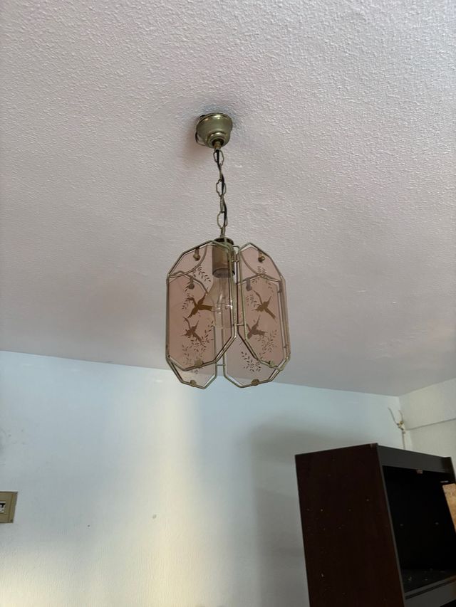 Lámpara de techo vintage cristal y metal