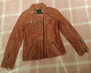 Chaqueta de cuero mujer marrón