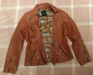 Chaqueta de cuero mujer marrón