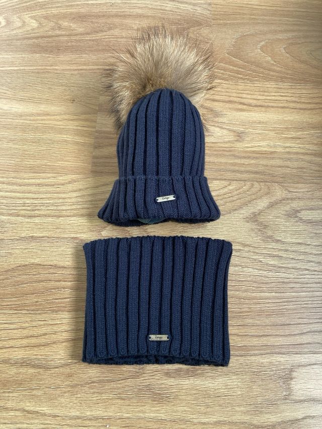 Conjunto gorro y cuello infantil azul